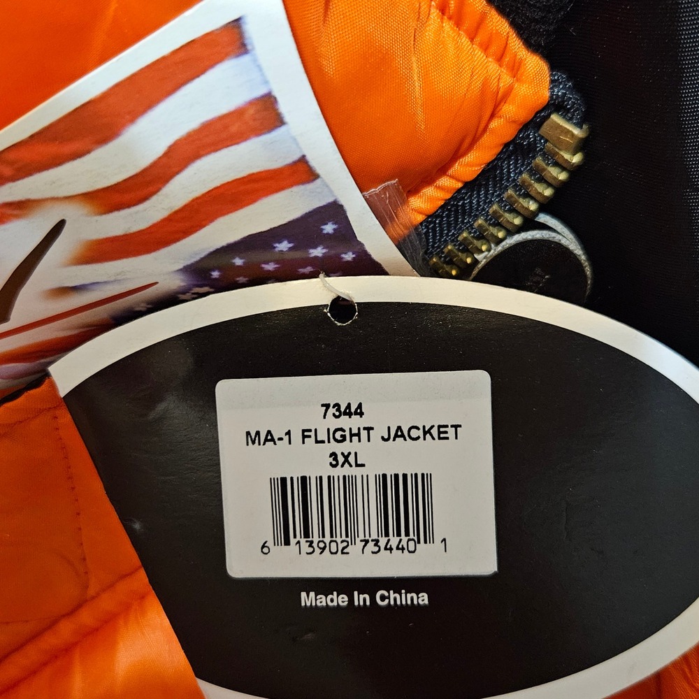 Rothco‎ MA-1 Satin Flight Pilot Aviator Bomber Jacket Mens Black Orange 3XL NWT - Picture 7 of 11